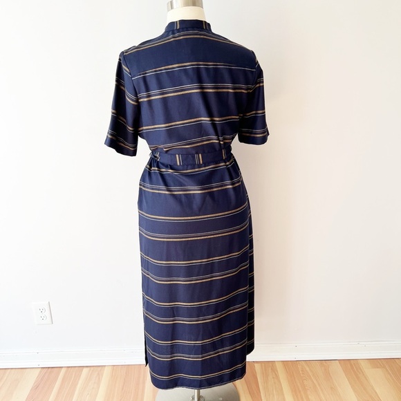 Pendleton Virgin Wool Striped Sheath Dress Pockets Tie Waist Modest - Picture 4 of 7